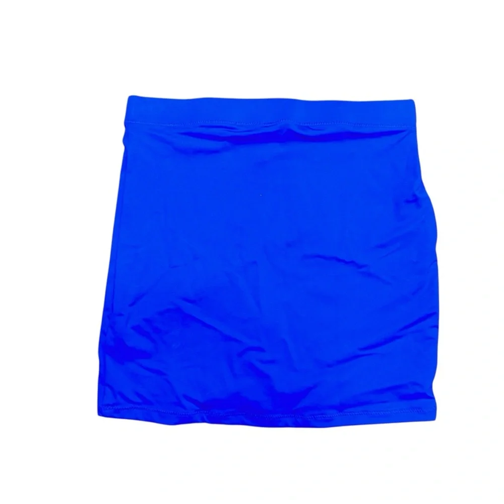 SKIMS SPORTY ZIPPER SWIM MINI SKIRT SZ S COBALT